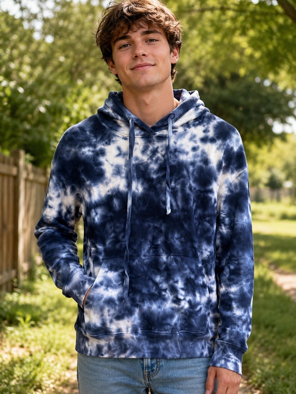 Pennant Sportswear Navy Tie-Dye Pullover Hoodie Men’s Medium NWT